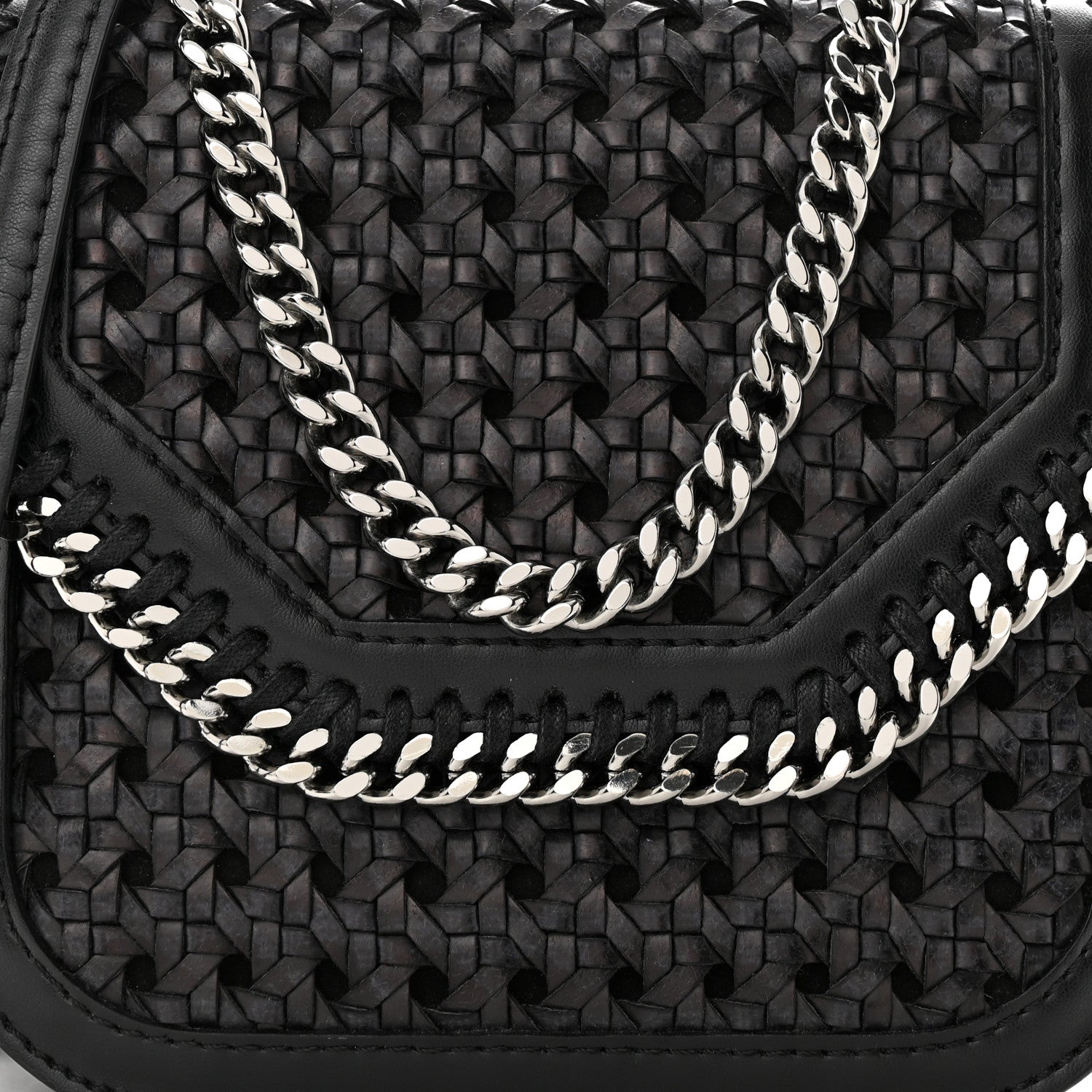 Stella McCartney Eco Alter Nappa Woven Mini Falabella Box Shoulder Bag Black 7 of 9