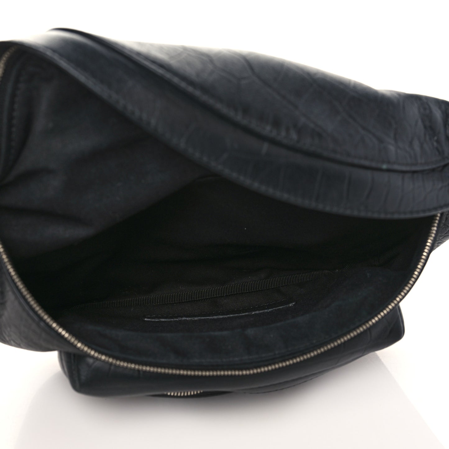 Calfskin Logo Crocodile Embossed Everyday Beltpack Black