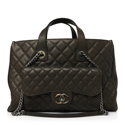 Chanel Caviar Quilted Large Casual Pocket Tote Khaki 1 of 8