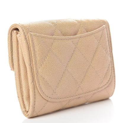 Chanel Iridescent Caviar Quilted Flap Card Holder Wallet Beige 3 of 9