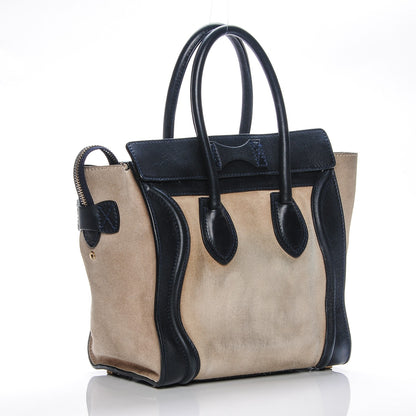 Celine Smooth Calfskin Suede Micro Bi-Color Luggage Navy Dune 3 of 8