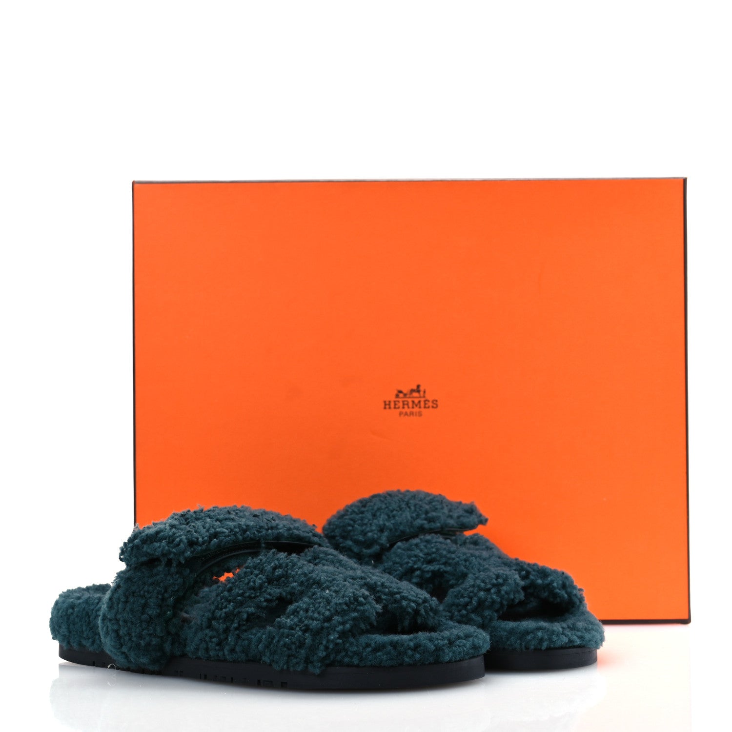 Hermes Woolskin Womens Chypre Sandals 37 Vert Anglais 12 of 12