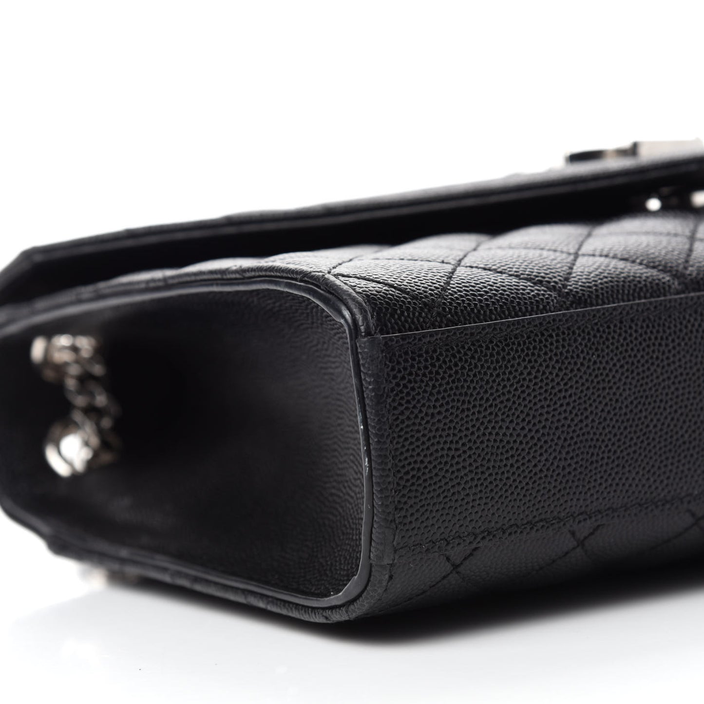 Grain De Poudre Textured Mixed Matelasse Triquilt Medium Monogram Satchel Black