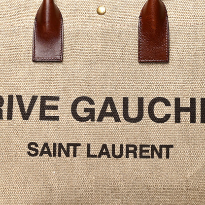 Saint Laurent Linen Calfskin Rive Gauche Tote Natural 7 of 9
