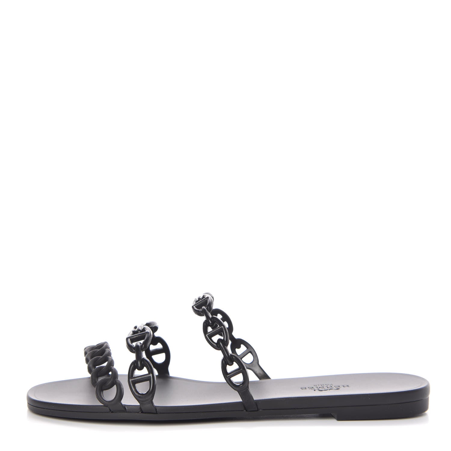 Hermes Rubber Chaine d'Ancre Rivage Sandals 37 Black 1 of 8
