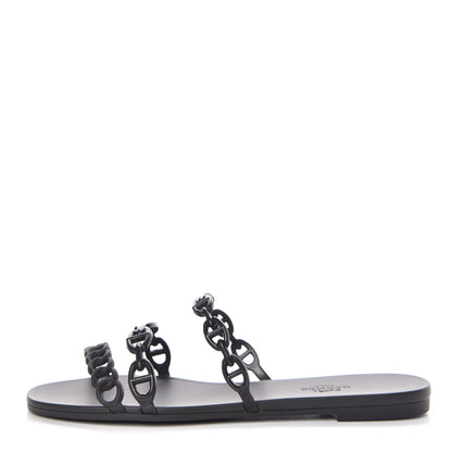 Hermes Rubber Chaine d'Ancre Rivage Sandals 37 Black 1 of 8