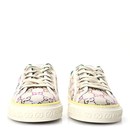 Gucci Canvas Lame Crystal GG Monogram Womens 1977 Tennis Sneakers 41 Gardenia Silver Mystic White 3 of 9