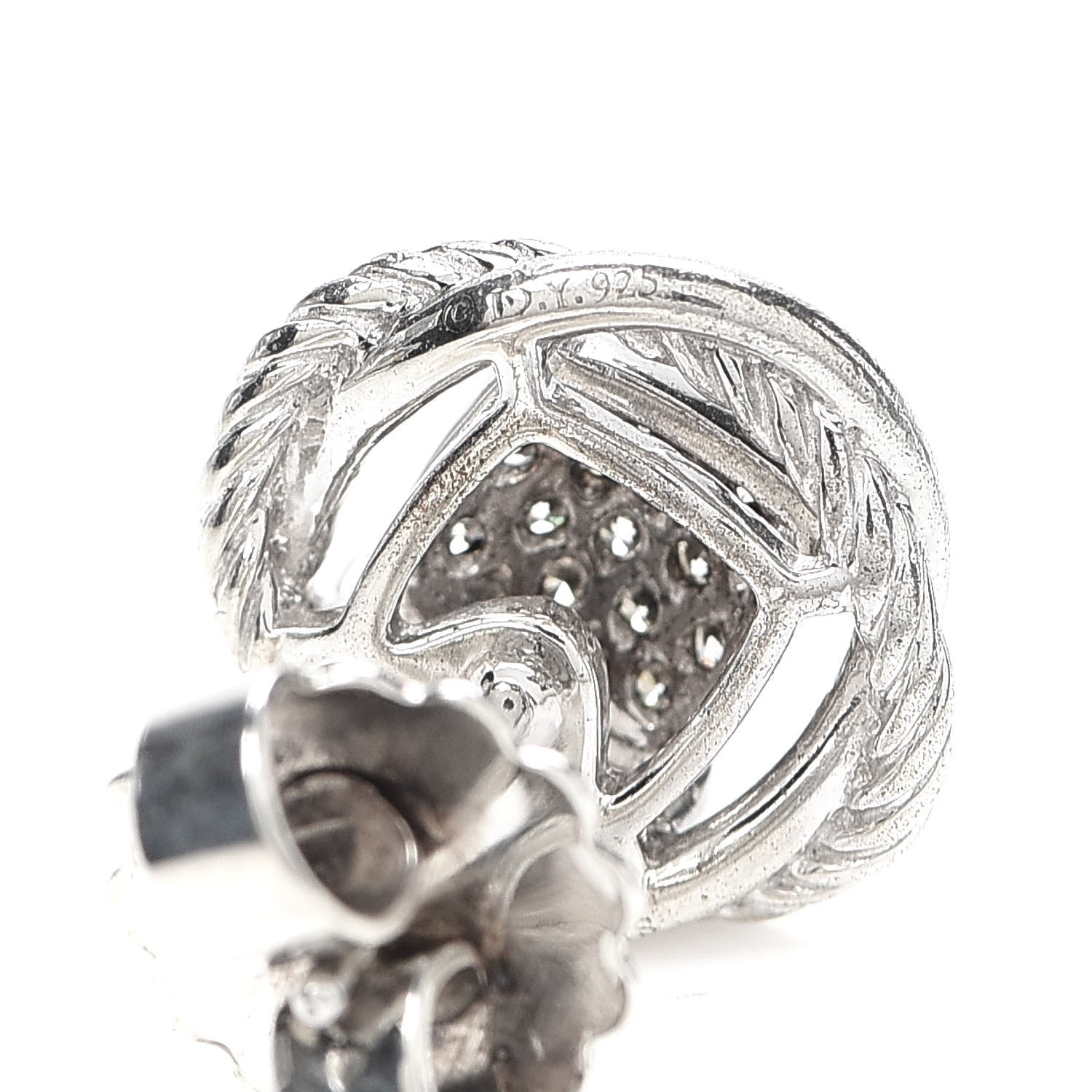 David Yurman Sterling Silver Diamond 13mm Infinity Earrings 4 of 4