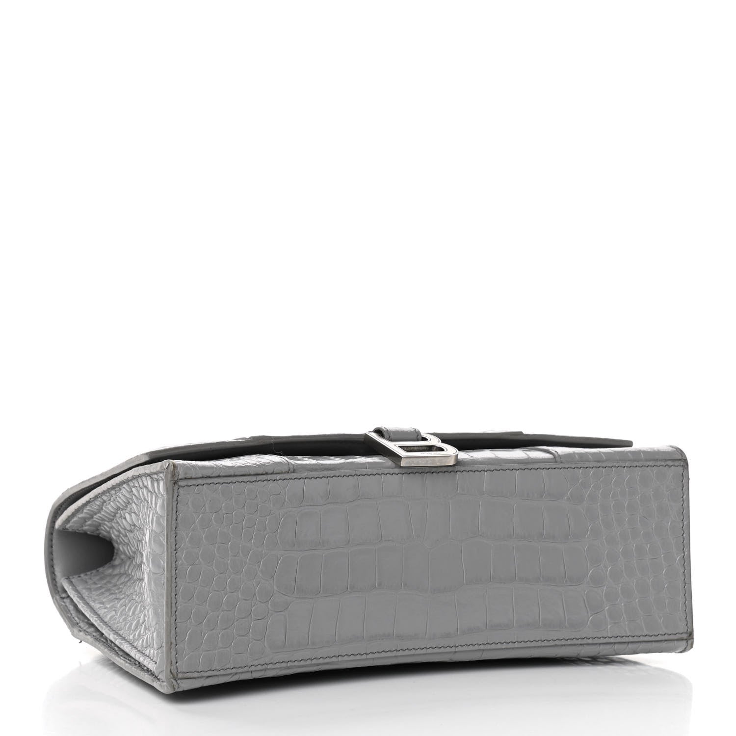 Balenciaga Shiny Calfskin Crocodile Embossed Medium Hourglass Top Handle Bag Balenciaga Grey 4 of 17