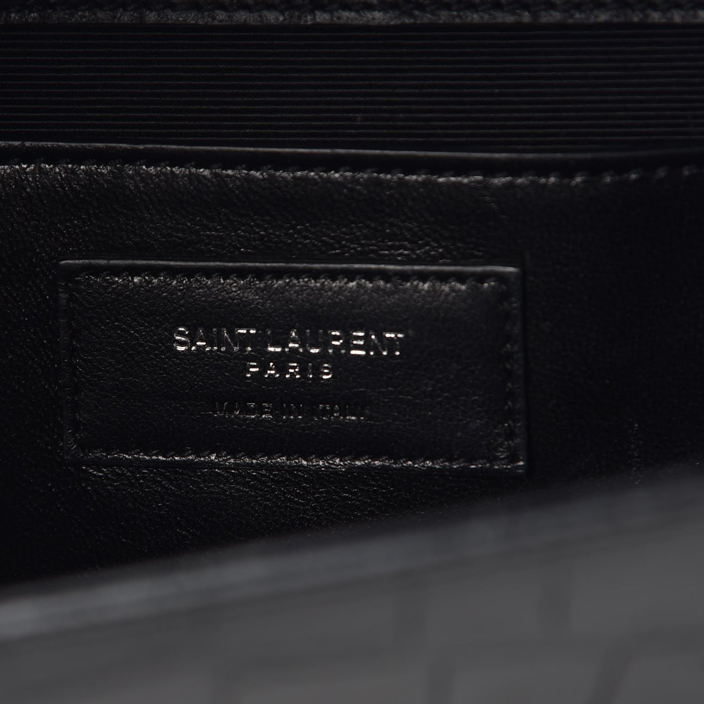 Calfskin Crocodile Embossed Medium Classic Monogram Kate Tassel Satchel Black