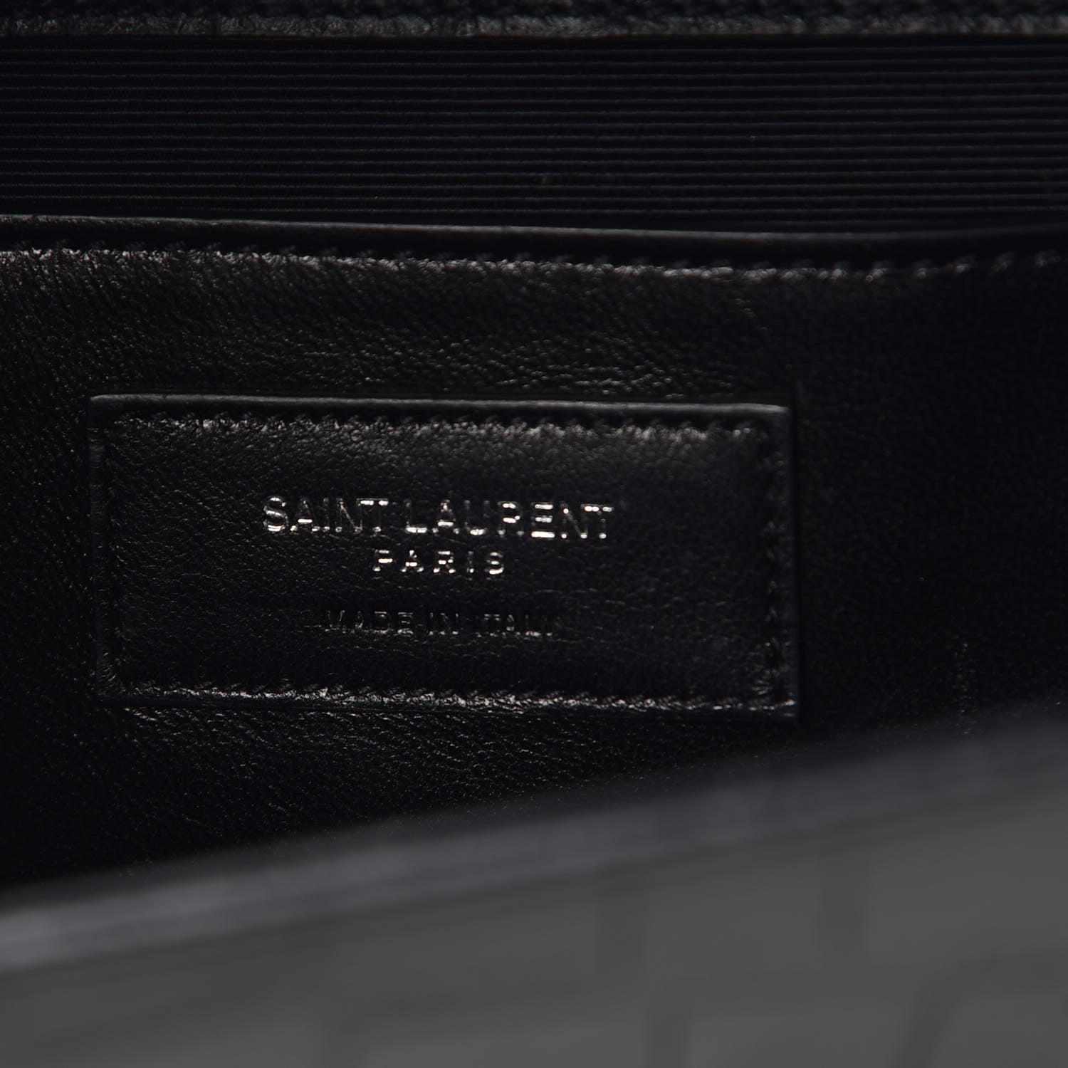 Saint Laurent Calfskin Crocodile Embossed Medium Classic Monogram Kate Tassel Satchel Black 7 of 9