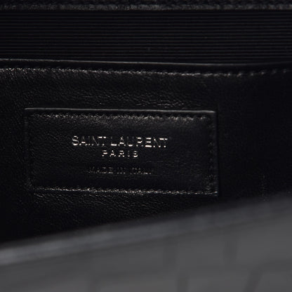 Saint Laurent Calfskin Crocodile Embossed Medium Classic Monogram Kate Tassel Satchel Black 7 of 9