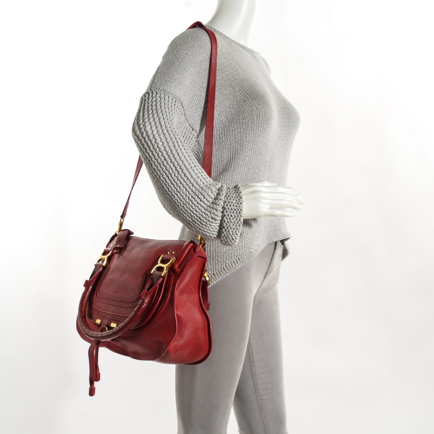 Calfskin Medium Marcie Satchel Holly Berry
