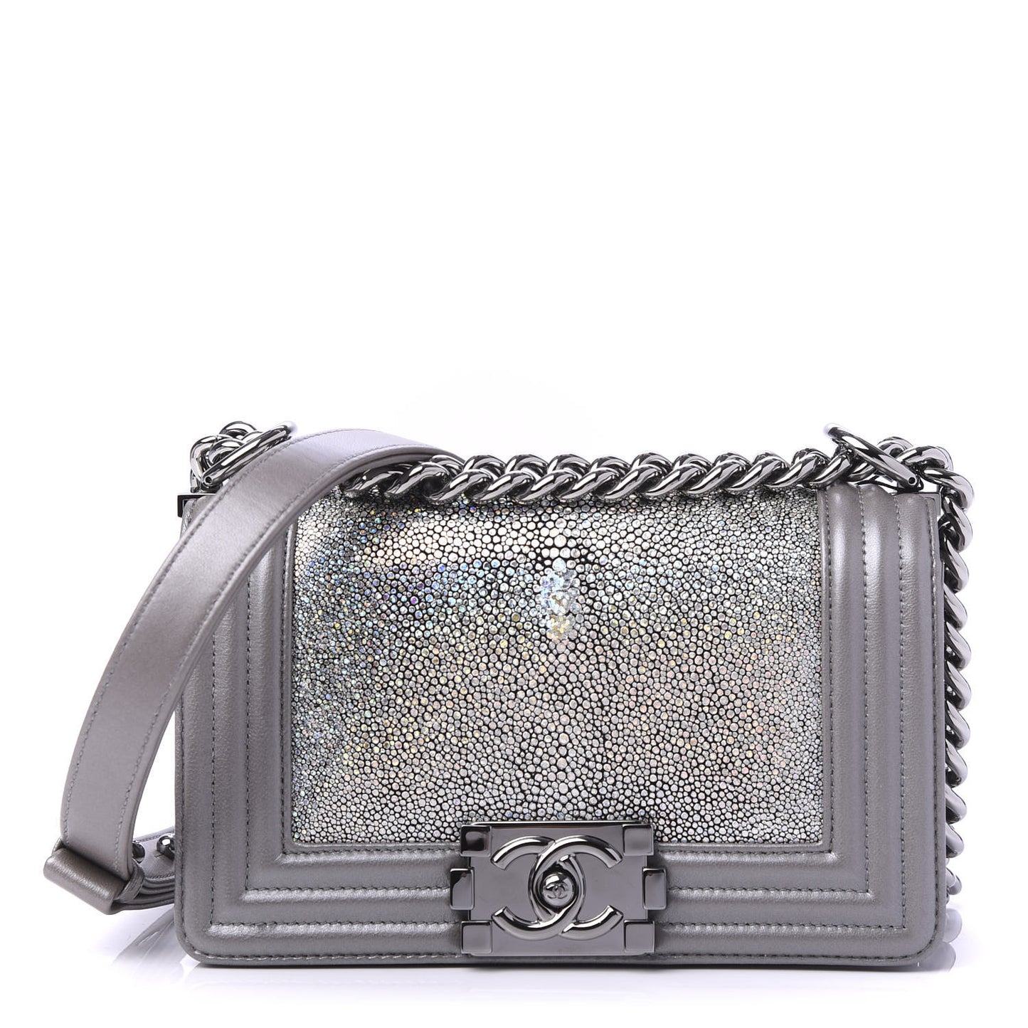 Galuchat Stingray Small Boy Flap Silver