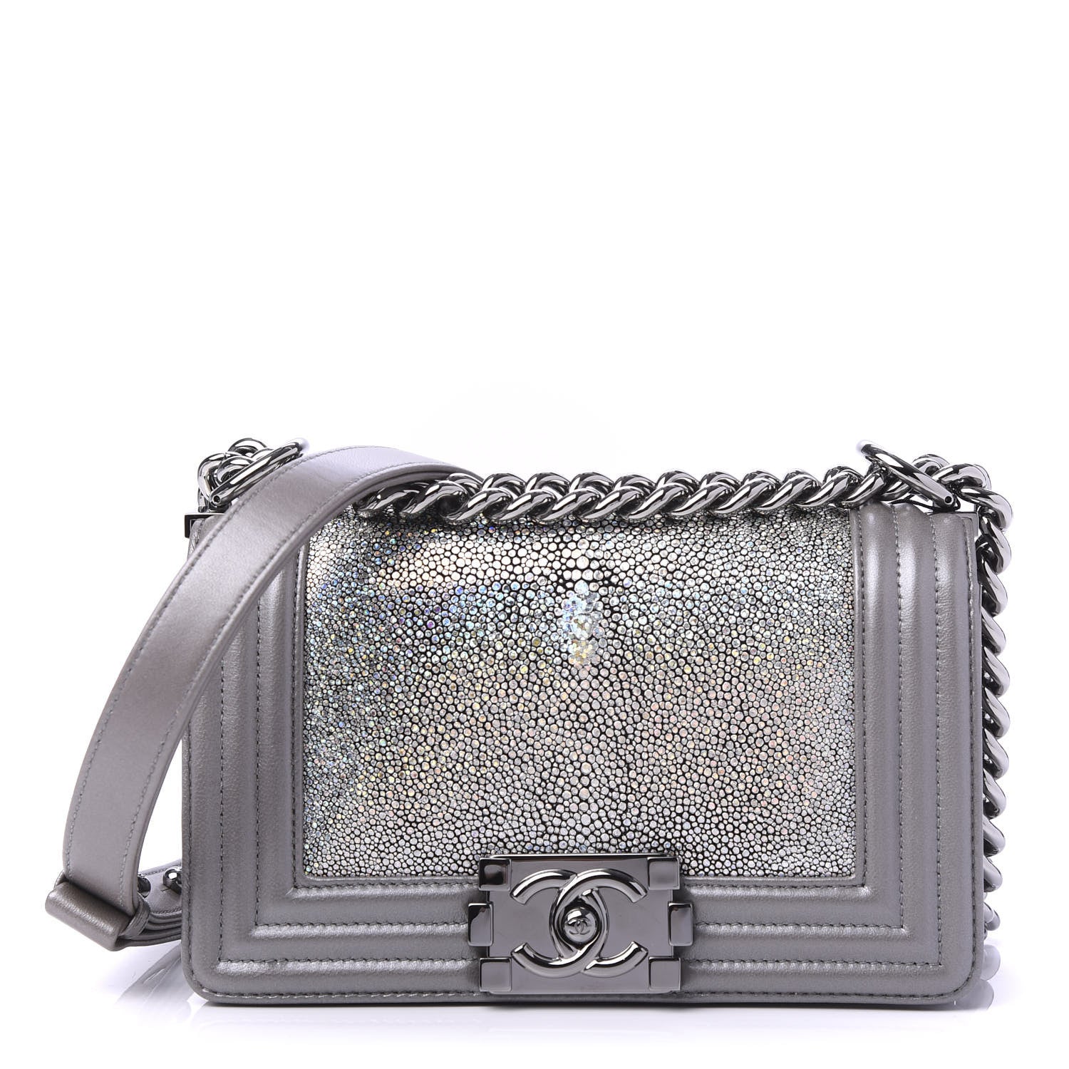 Chanel Galuchat Stingray Small Boy Flap Silver 1 of 11