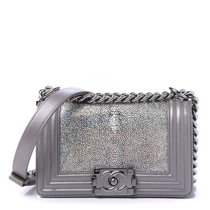 Chanel Galuchat Stingray Small Boy Flap Silver 1 of 11