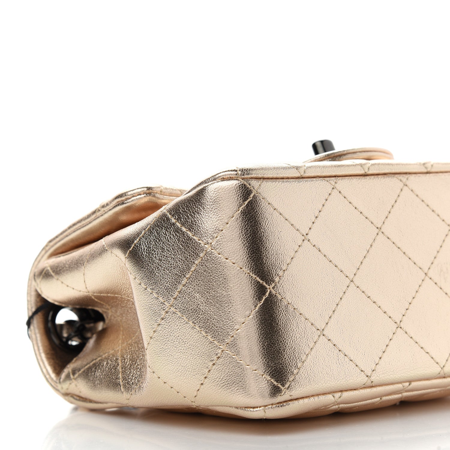 Chanel Metallic Lambskin Quilted Mini Square Flap Gold Black 8 of 9