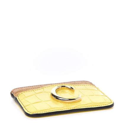 Chloe Crocodile Embossed Calfskin C Card Holder Joyful Yellow Tricolor 4 of 8