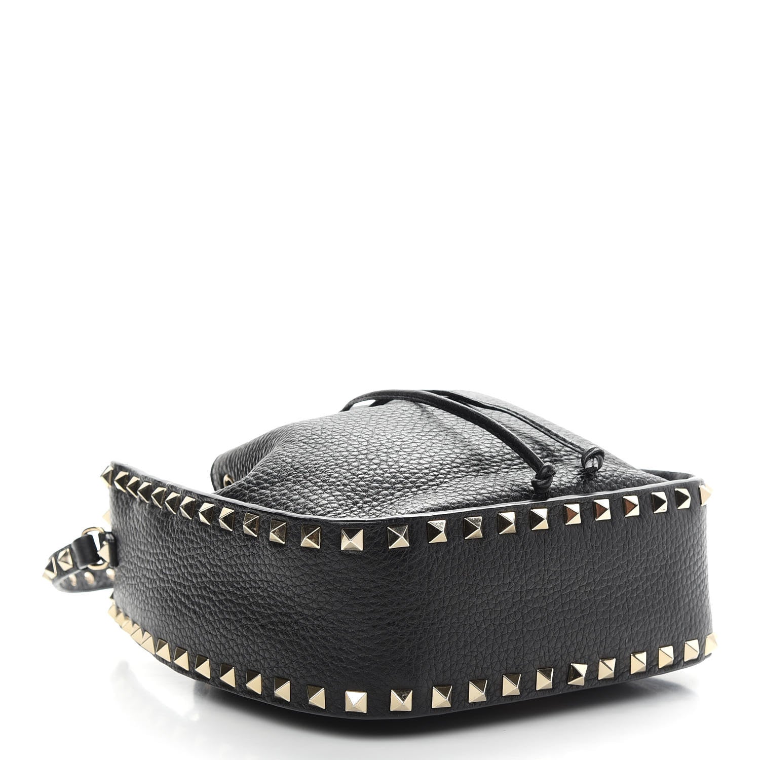 Valentino Garavani Grained Calfskin Rockstud Bucket Bag Black 4 of 9