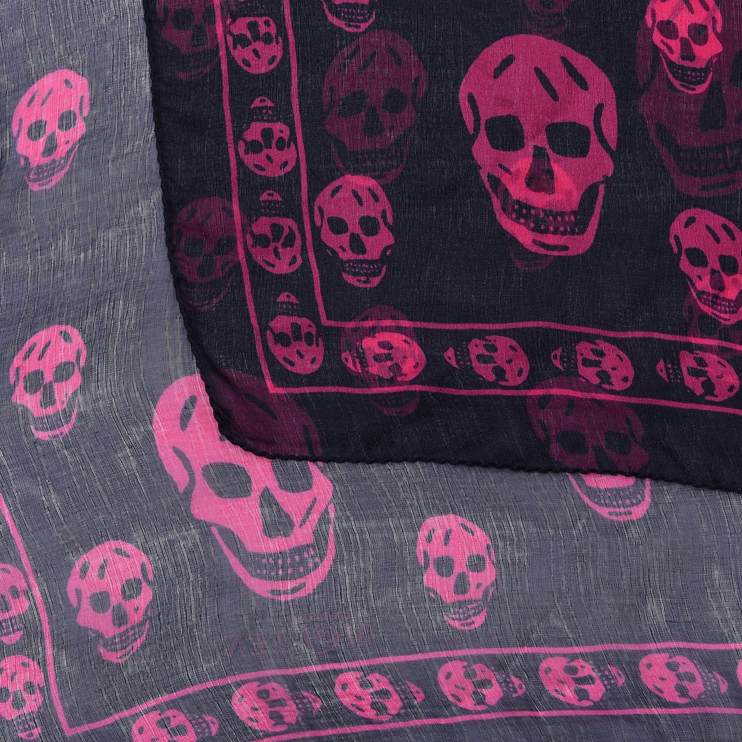 Silk Skull Scarf Black Pink