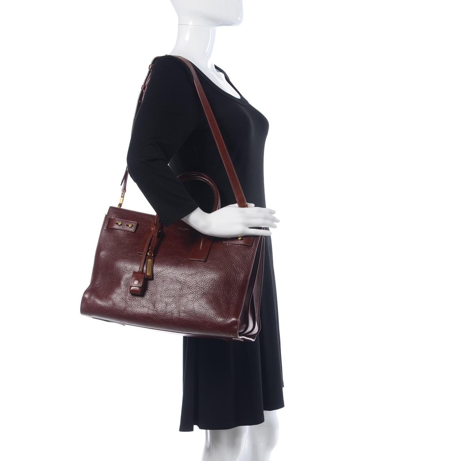 Saint Laurent Grained Calfskin Medium Supple Sac De Jour Dark Brown 2 of 17