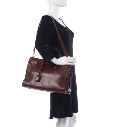 Saint Laurent Grained Calfskin Medium Supple Sac De Jour Dark Brown 2 of 17