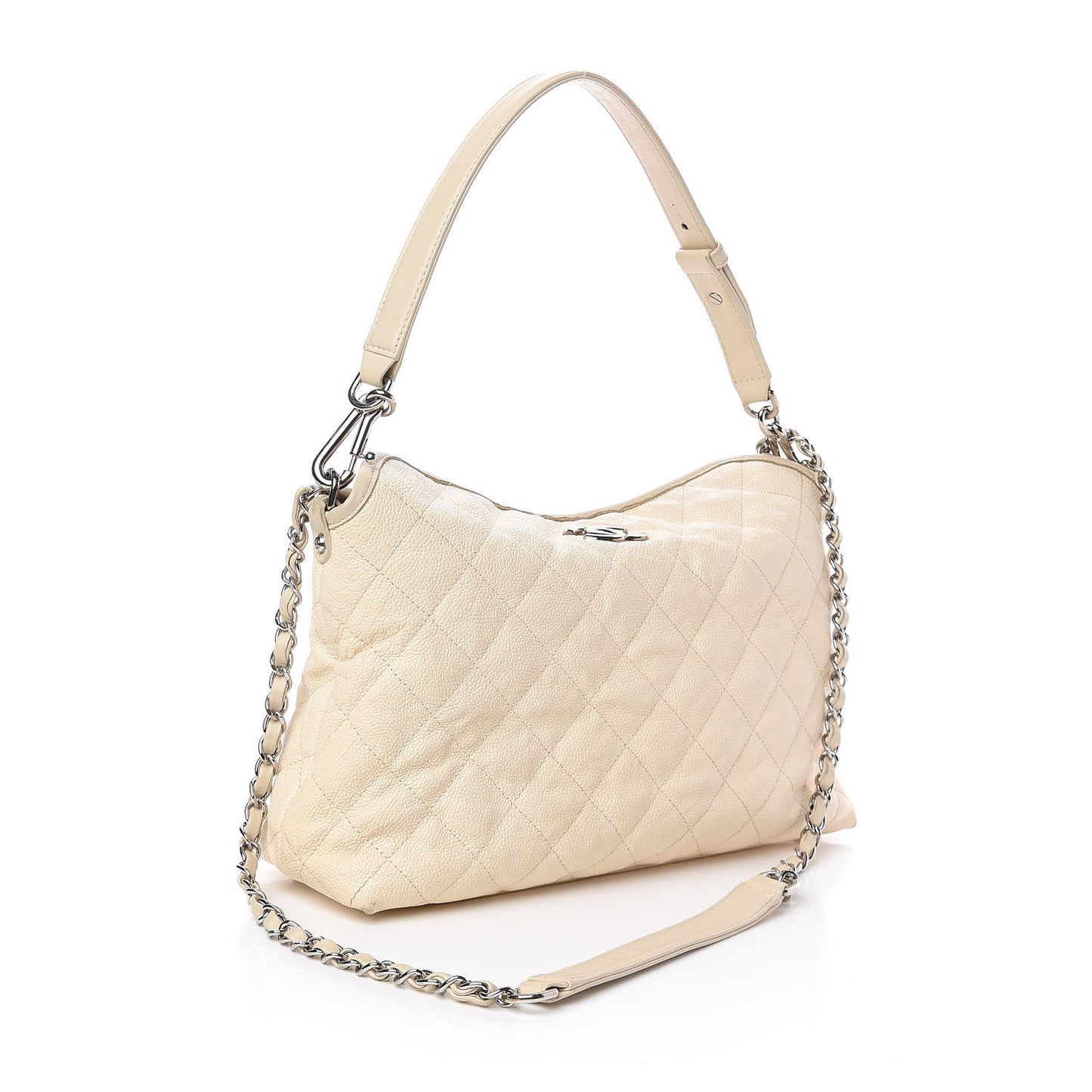 Caviar Quilted French Riviera Hobo Beige
