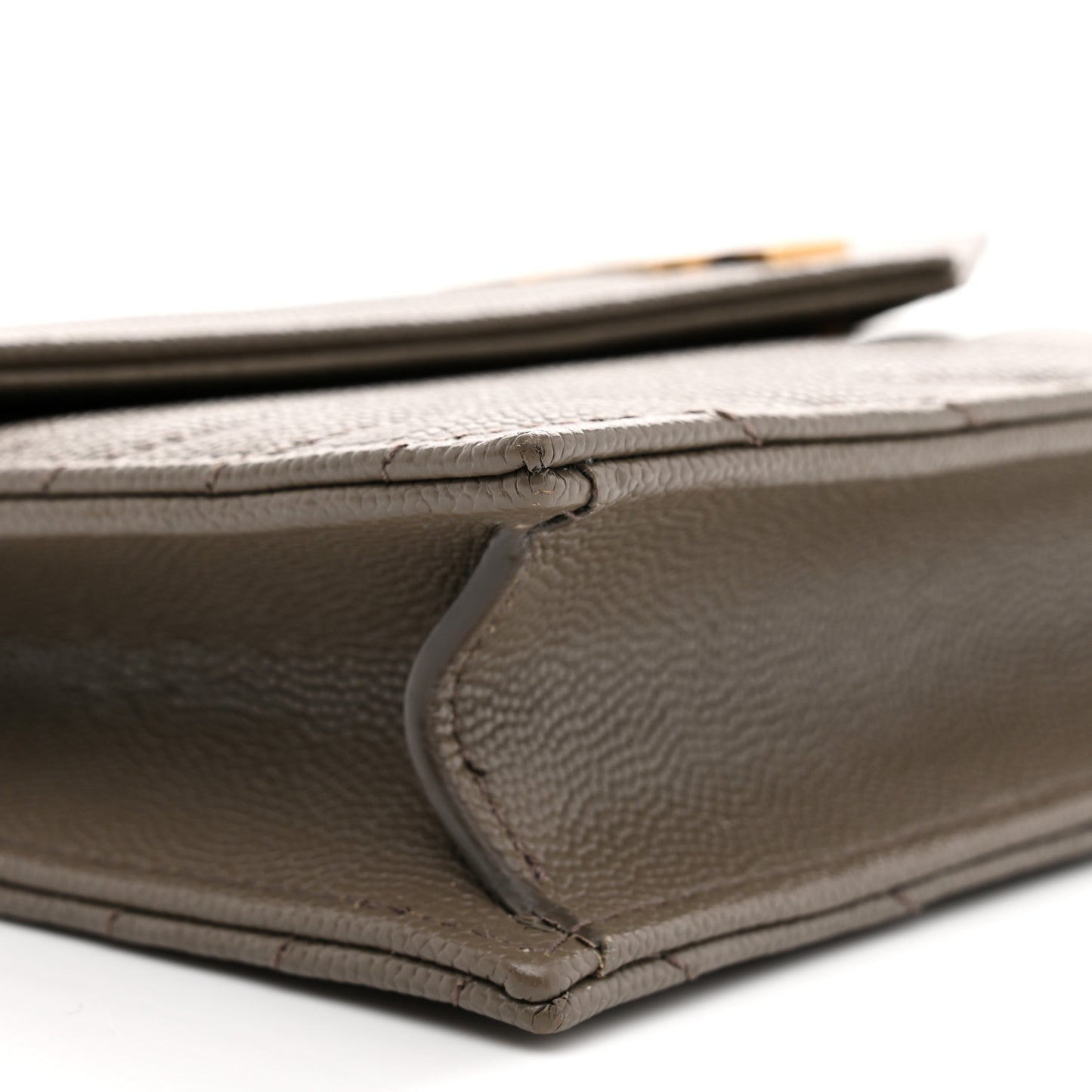 Grain De Poudre Matelasse Chevron Monogram Envelope Chain Wallet Light Taupe