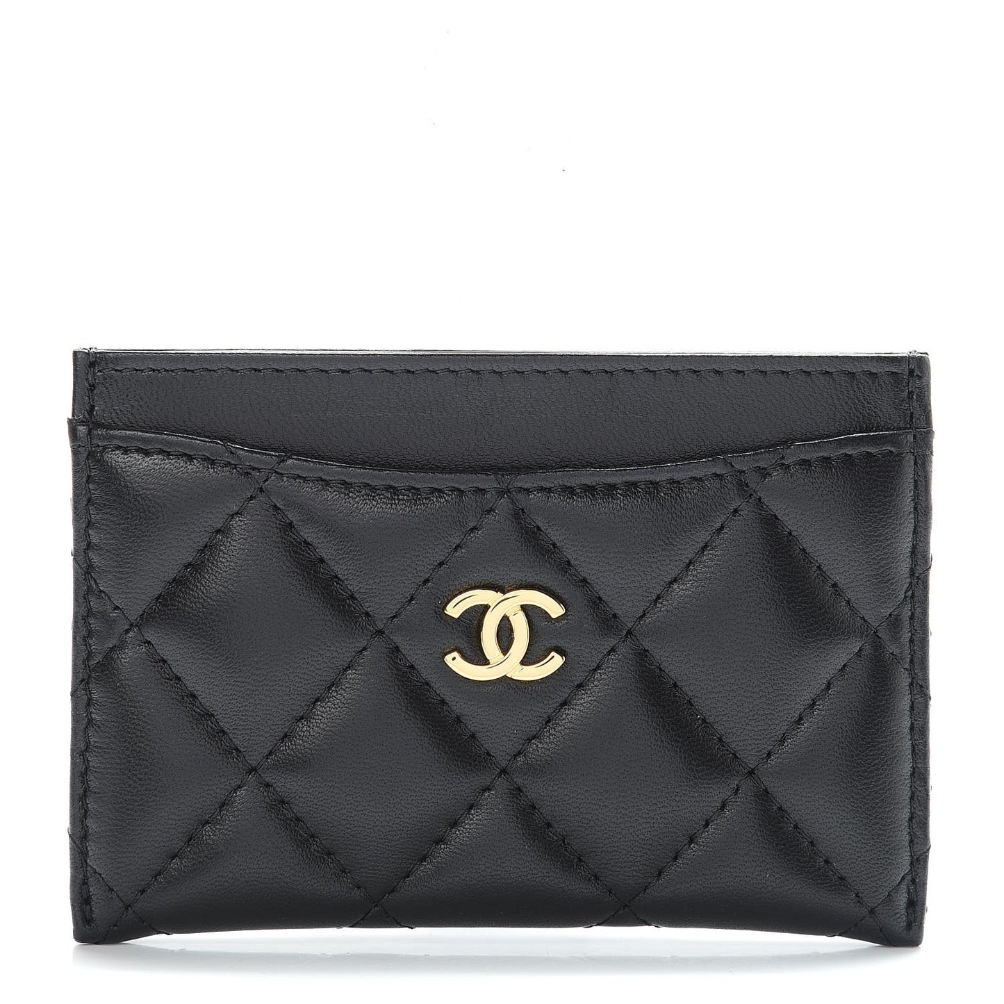 Lambskin Quilted Card Holder Black