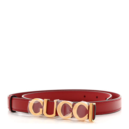 Gucci Plutone Calfskin Gucci Buckle 20mm Thin Belt 75 30 Rosso 1 of 6