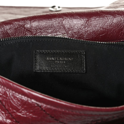 Saint Laurent Crinkled Calfskin Matelasse Monogram Large Niki Chain Satchel Rouge Legion 11 of 21