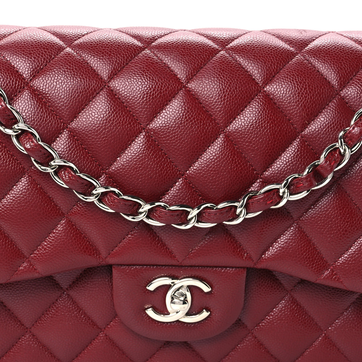 Chanel Caviar Quilted Jumbo Double Flap Burgundy 9 of 11