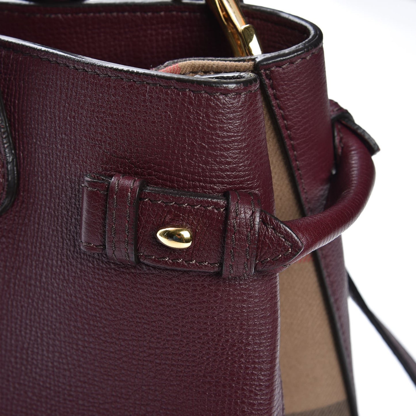 Grainy Calfskin House Check Medium Banner Tote Mahogany Red