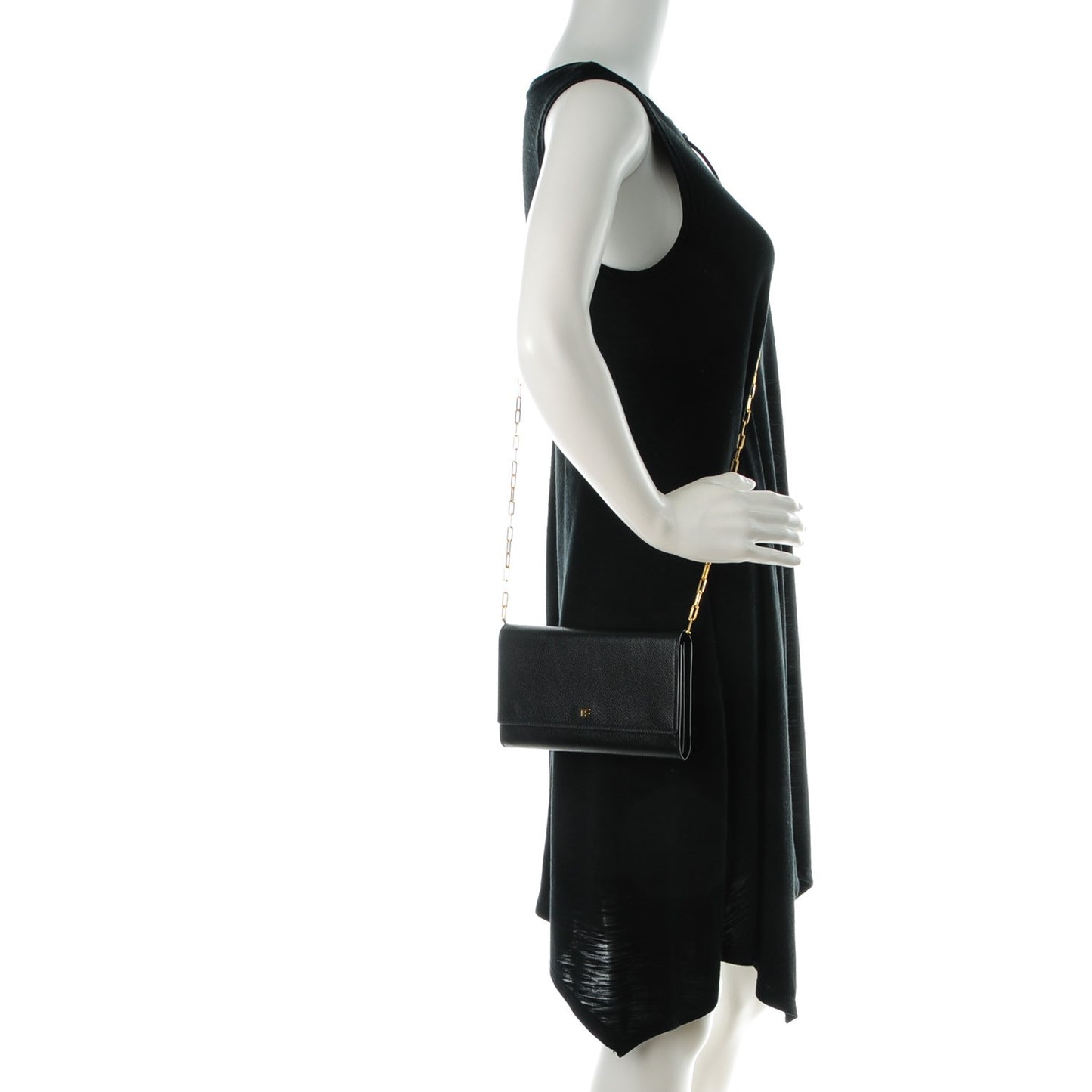 Pebbled Calfskin Wallet On Chain Black