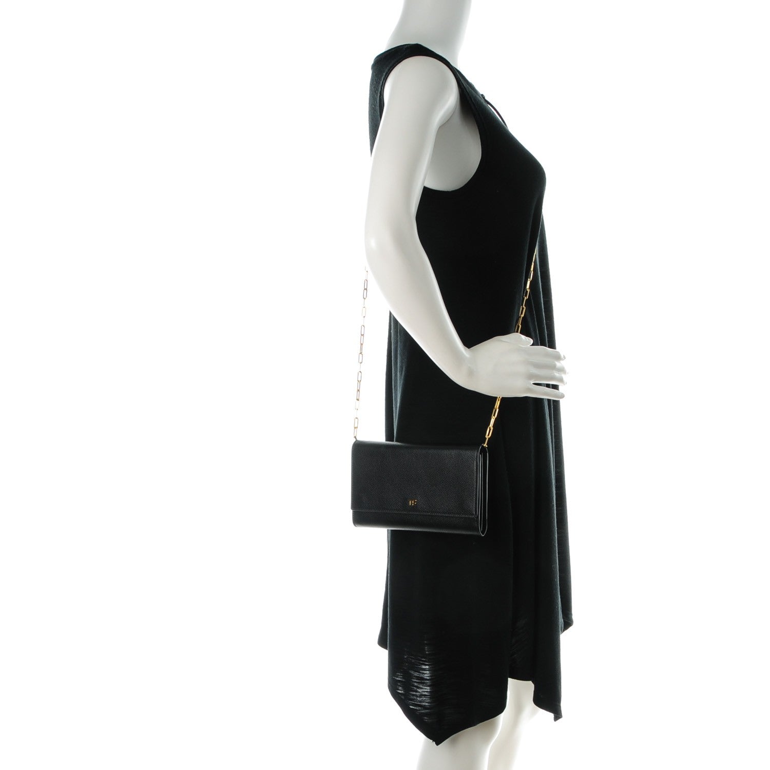 Tom Ford Pebbled Calfskin Wallet On Chain Black 2 of 8