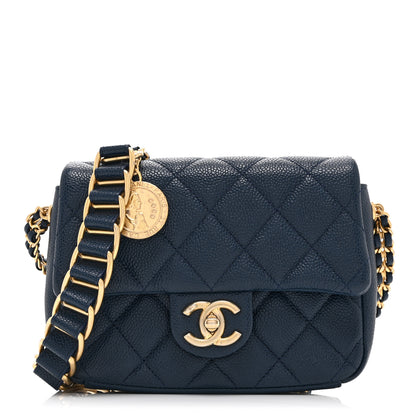 Chanel Caviar Quilted Small Twist Your Buttons Flap Blue 1 of 10
