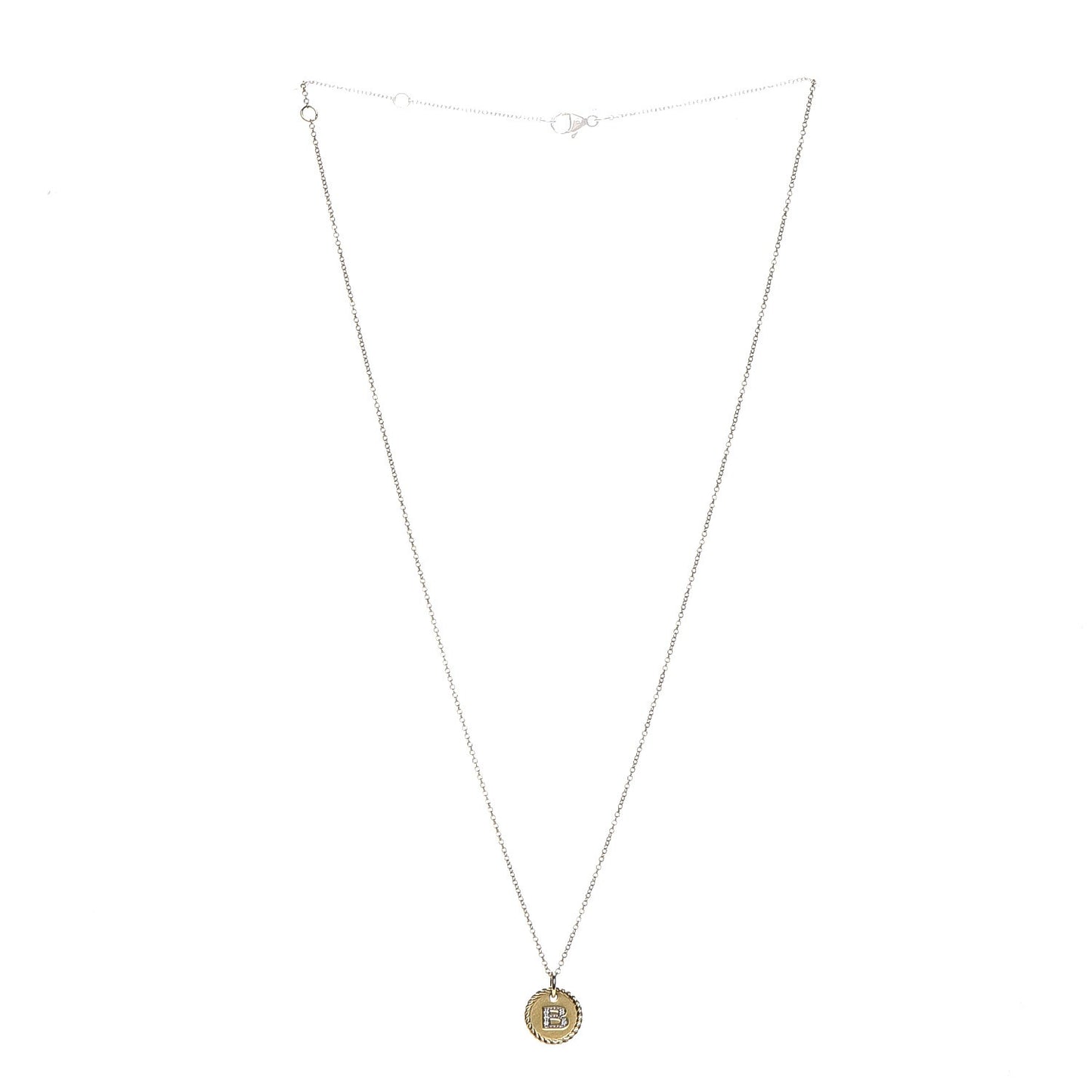18K Yellow Gold Diamond Initial B Charm Necklace