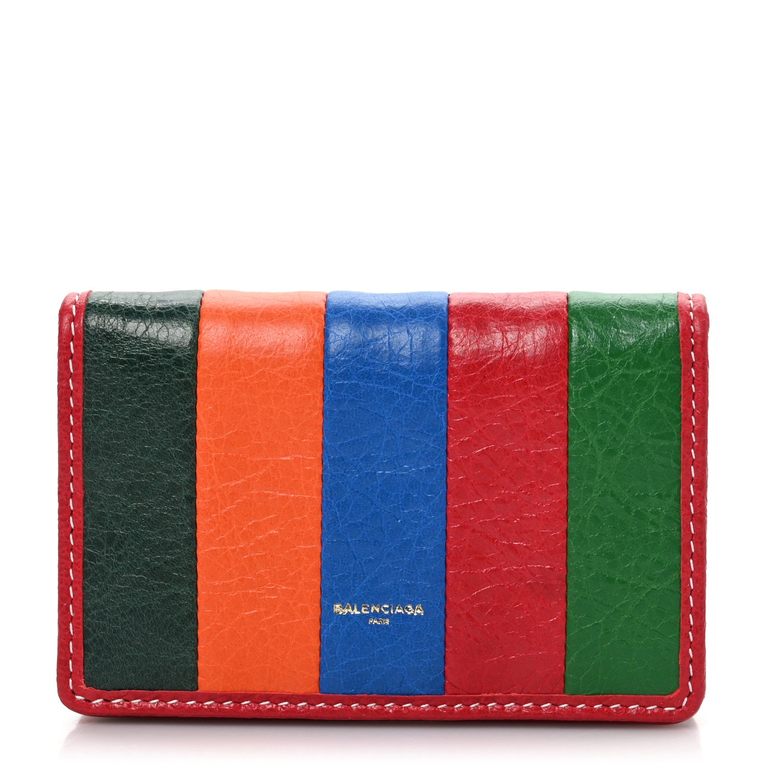 Balenciaga Agneau Arena Multicolore Bazar Bi-Fold Card Case Vert Emeraude Black 1 of 8