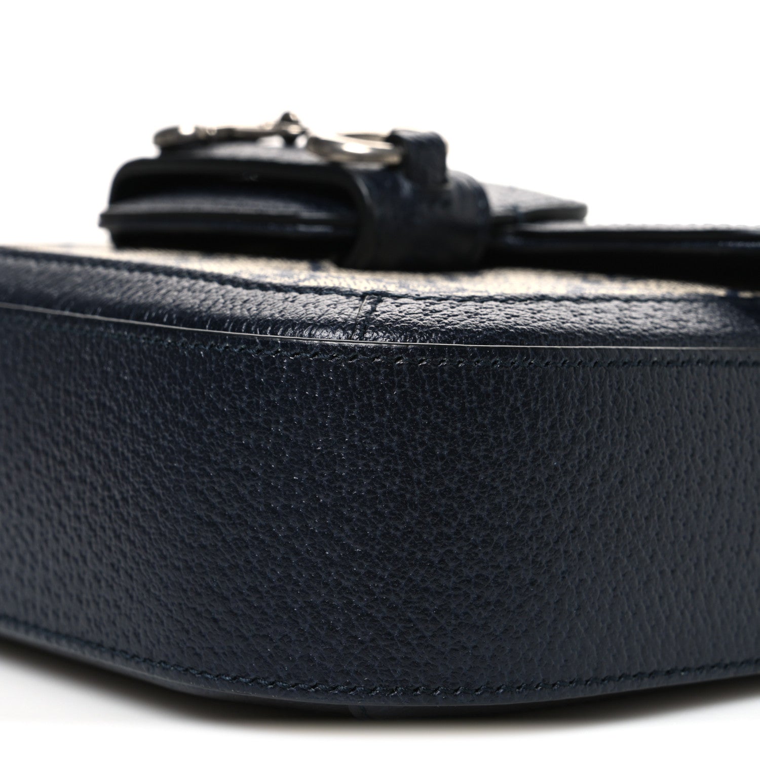 Gucci GG Supreme Monogram Textured Dollar Calfskin Web Mini Horsebit 1955 Shoulder Bag Beige Blue 10 of 10