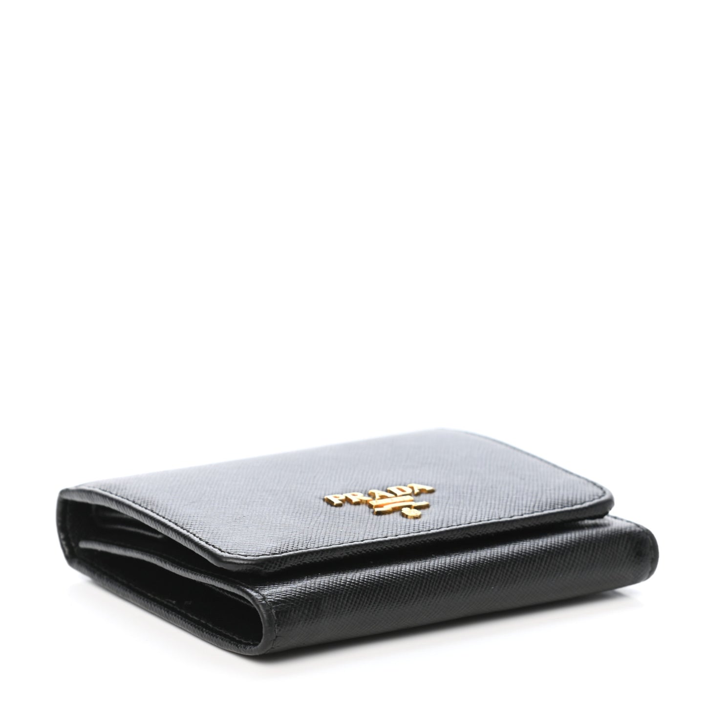 Saffiano Metal Tri-Fold Wallet Black