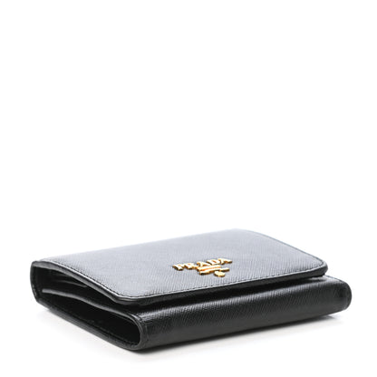 Prada Saffiano Metal Tri-Fold Wallet Black 4 of 8
