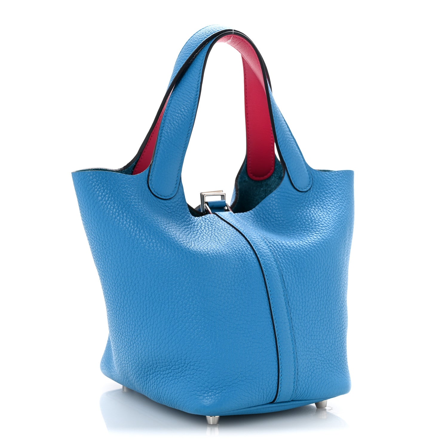 Hermes Taurillon Clemence Swift Eclat Picotin Lock 18 PM Bleu Frida Rose Mexico 3 of 11