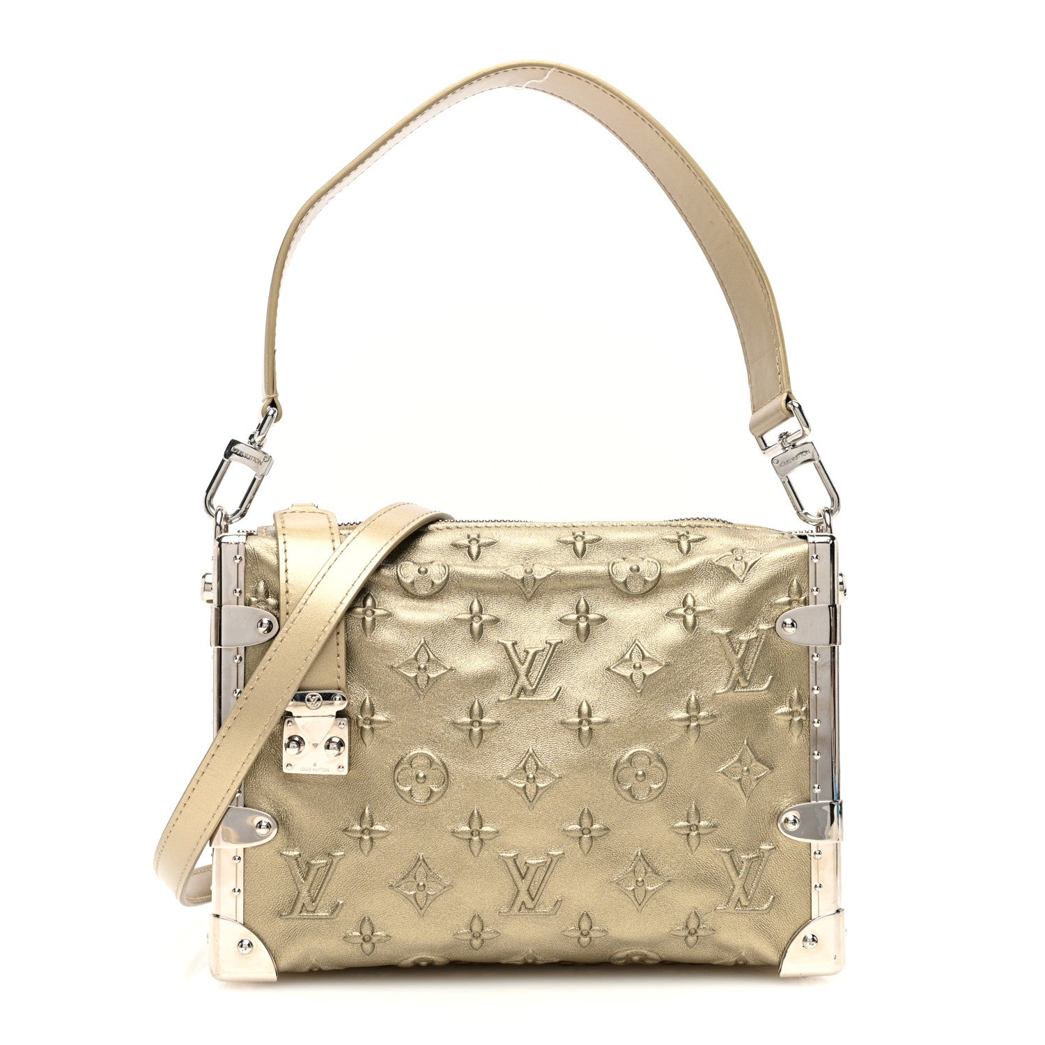 Louis Vuitton Calfskin Debossed Monogram Side Trunk Light Gold 1 of 9