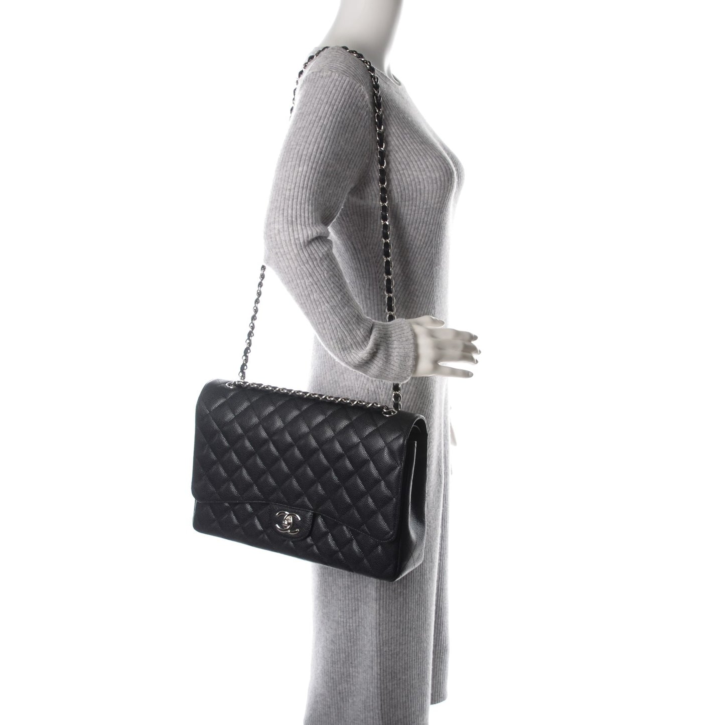 Caviar Quilted Maxi Double Flap Black