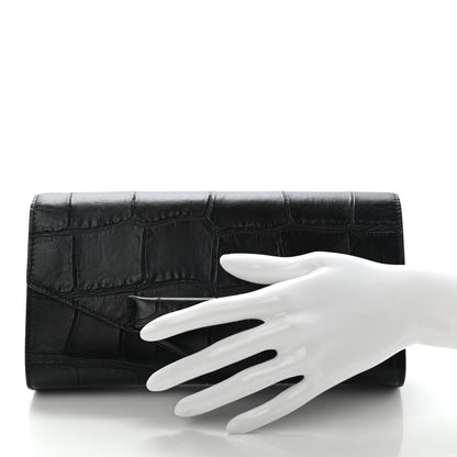 Givenchy Calfskin Crocodile Embossed Antigona Evening Clutch Black 2 of 9