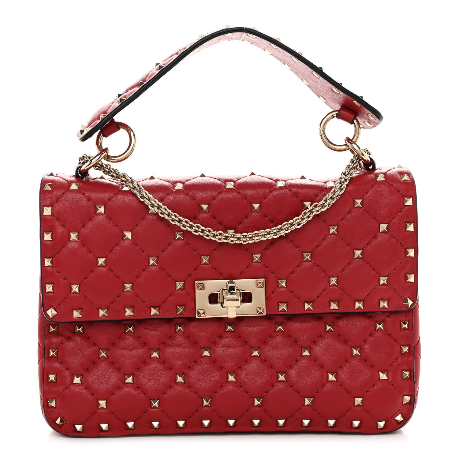 Valentino Garavani Nappa Medium Rockstud Spike Shoulder Bag Rosso Valentino 1 of 9