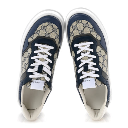 Gucci GG Supreme Calfskin Monogram Mens Interlocking G 55mm Sneakers 11 Beige Blue Black 2 of 9