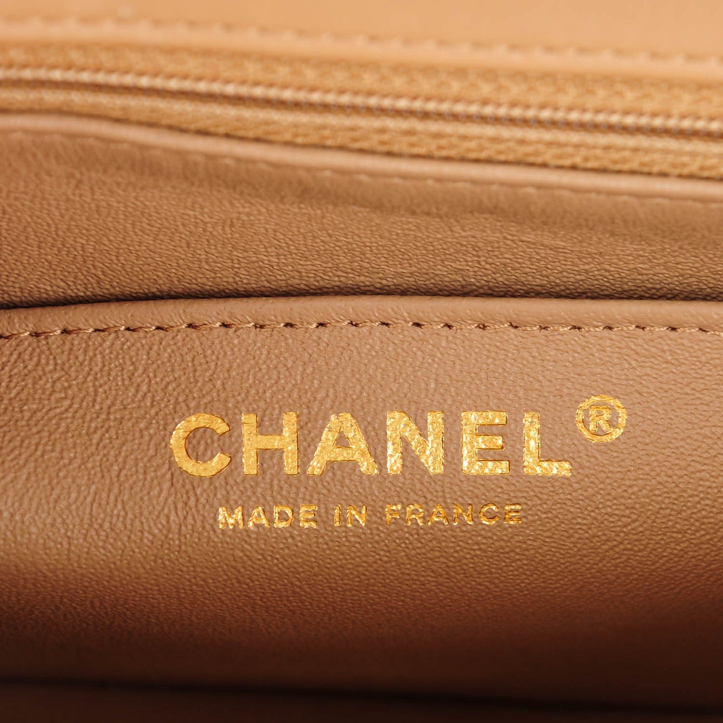 Lambskin Quilted Mini Rectangular Flap Beige