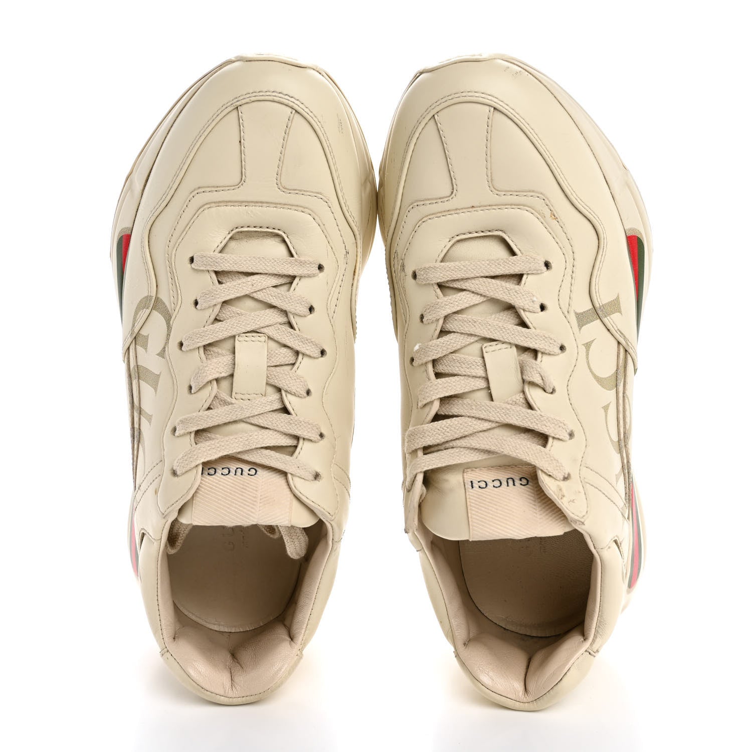 Gucci Calfskin Logo Womens Rhyton Sneakers 37 Ivory 2 of 13