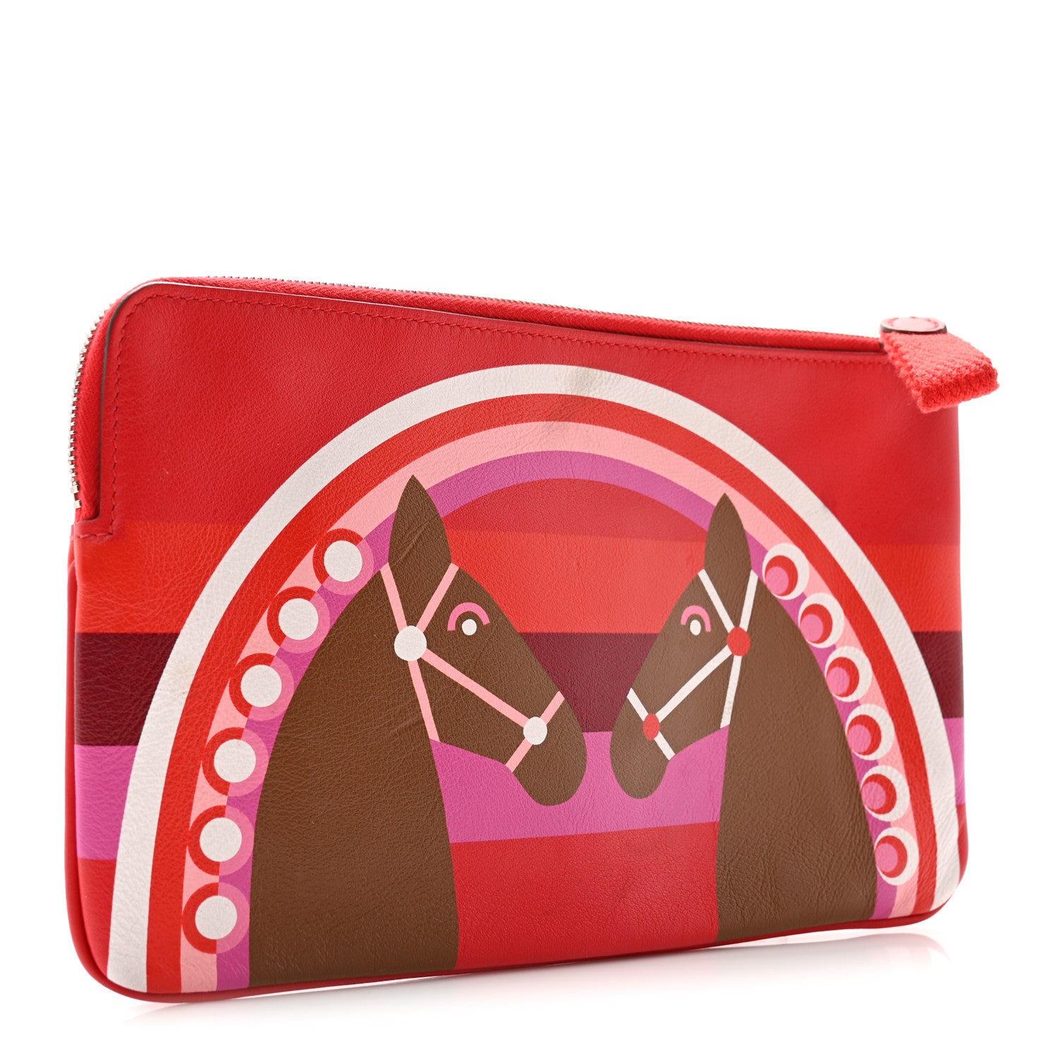 Hermes Swift Printed Rainbow Love Carre Long Pocket Pouch Rouge Coeur Alezan 3 of 13